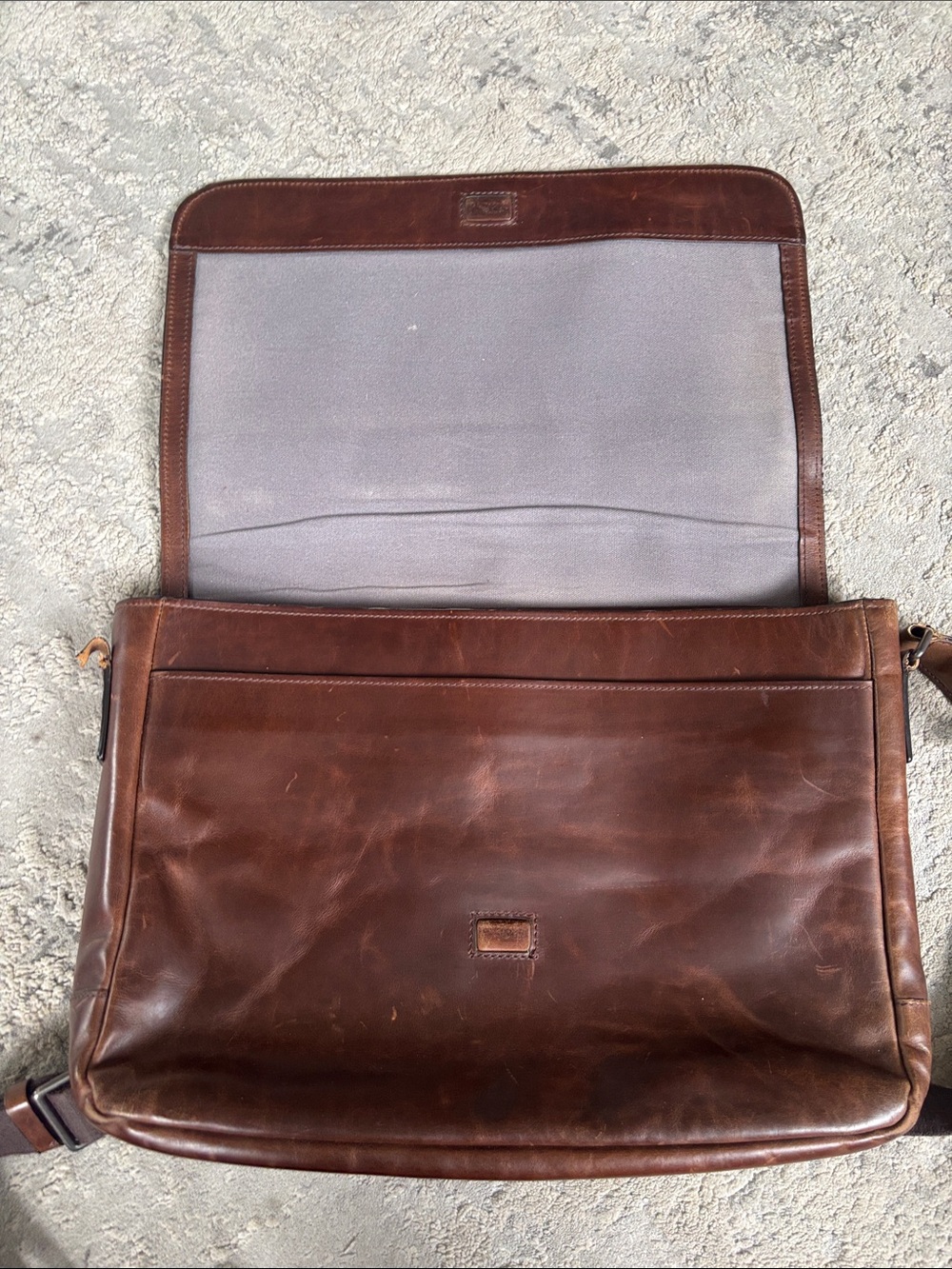 Shinola Brown Leather Messenger with Adjustable Canvas broken Strap - Picture 8 of 11